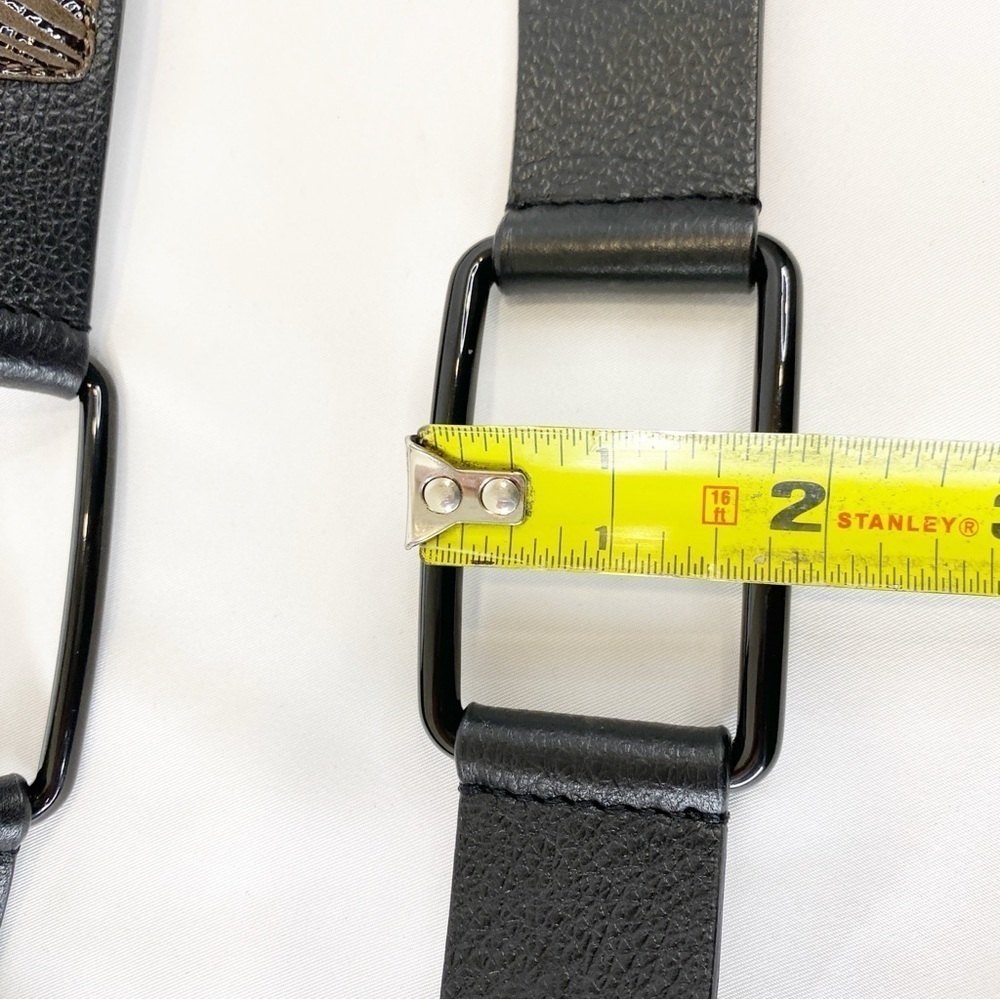 Chico's Women's Belt Medium Black Brown Leather Leopard Print Metal Accents - Picture 8 of 13